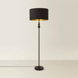 Valuelights Marissa Matte Black Stacked Ball Floor Lamp With Black/gold Shade - thumbnail 6