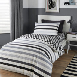 Bedlam Beckett Stripe Grey Easy Care Duvet Cover Set - thumbnail 1