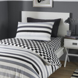 Bedlam Beckett Stripe Grey Easy Care Duvet Cover Set - thumbnail 2
