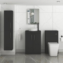 Royal Bathrooms Turin 600mm Matt Black Freestanding Worktop Bathroom 2 Doors Vanity Unit With No Basin - thumbnail 3