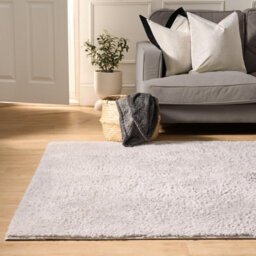 Ohs Fluffy Teddy Rug Soft Floor Carpet Non Slip Area Mat, Silver - 160 X 230Cm
