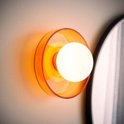 Valuelights Newbury Pair Of Amber Glass Ip44 Flush Wall Lights And Bulbs - thumbnail 2