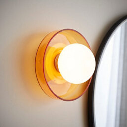 Valuelights Newbury Pair Of Amber Glass Ip44 Flush Wall Lights And Bulbs - thumbnail 5