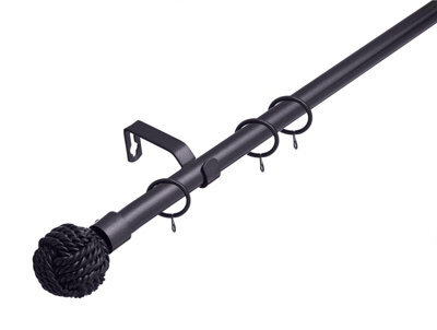 Lister Cartwright 19 mm Extendable Metal Curtain Poles - Gun Metal (Knotted Finials, 210 - 360 Cm) - image 1