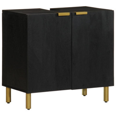 Berkfield Bathroom Sink Cabinet Black 62X33X58 Cm Engineered Wood - image 1