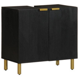 Berkfield Bathroom Sink Cabinet Black 62X33X58 Cm Engineered Wood - thumbnail 1