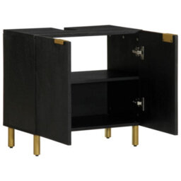 Berkfield Bathroom Sink Cabinet Black 62X33X58 Cm Engineered Wood - thumbnail 2