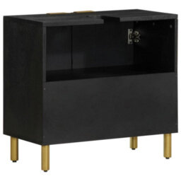 Berkfield Bathroom Sink Cabinet Black 62X33X58 Cm Engineered Wood - thumbnail 5