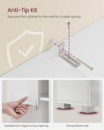 Songmics Tall Bathroom Cabinet, Slim Storage Cabinet, Bathroom Storage Unit, With A Drawer, Adjustable Shelves, White - thumbnail 5