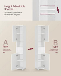 Songmics Tall Bathroom Cabinet, Slim Storage Cabinet, Bathroom Storage Unit, With A Drawer, Adjustable Shelves, White - thumbnail 4