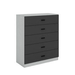 Urbnliving Height 90.5Cm 5 Drawer Wooden Bedroom Chest Cabinet Grey Carcass And Black Drawers Modern Wide Storage Cupboard Closet - thumbnail 1