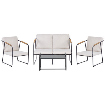 Beliani Garden Lounge Set With Table 4 Seater Vezzana Metal Light Beige - image 1