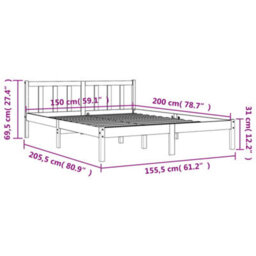 Berkfield Bed Frame Without Mattress Wax Brown 150X200 Cm King Size Solid Wood Pine - thumbnail 9