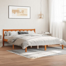 Berkfield Bed Frame Without Mattress Wax Brown 150X200 Cm King Size Solid Wood Pine - thumbnail 1
