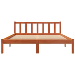Berkfield Bed Frame Without Mattress Wax Brown 150X200 Cm King Size Solid Wood Pine - thumbnail 4