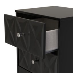 Genoa Ready Assembled Matt Black No Effect 2 Drawer Bedside Chest (H)521mm (W)450mm (D)395mm - thumbnail 3