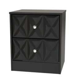 Genoa Ready Assembled Matt Black No Effect 2 Drawer Bedside Chest (H)521mm (W)450mm (D)395mm - thumbnail 2
