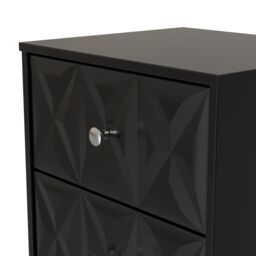 Genoa Ready Assembled Matt Black No Effect 2 Drawer Bedside Chest (H)521mm (W)450mm (D)395mm - thumbnail 4