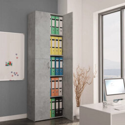 Berkfield Office Cabinet Concrete Grey 60X32X190 Cm Engineered Wood - thumbnail 1