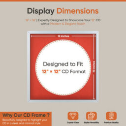 "16X16"" Silver Sleek Vinyl Record Frame With Poppy Red Mount For 12 Inch Lp Disc - Ak Frames" - thumbnail 2