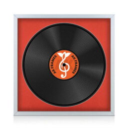 "16X16"" Silver Sleek Vinyl Record Frame With Poppy Red Mount For 12 Inch Lp Disc - Ak Frames" - thumbnail 1