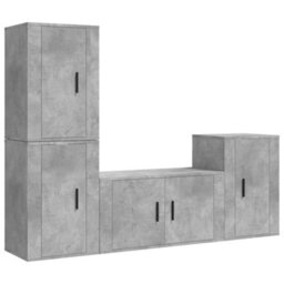 Berkfield Classic 4 Piece Tv Cabinet Set Concrete Grey Engineered Wood - thumbnail 1