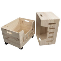 Woodeedoo 2 Tier Wooden Storage Box Set With Wheels Open Crates For Kitchen Bedroom Wardrobe Storage 39 X 30 X 52 Cm - thumbnail 3