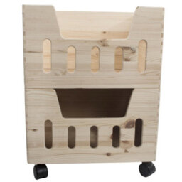 Woodeedoo 2 Tier Wooden Storage Box Set With Wheels Open Crates For Kitchen Bedroom Wardrobe Storage 39 X 30 X 52 Cm - thumbnail 2