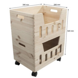 Woodeedoo 2 Tier Wooden Storage Box Set With Wheels Open Crates For Kitchen Bedroom Wardrobe Storage 39 X 30 X 52 Cm - thumbnail 7