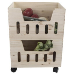 Woodeedoo 2 Tier Wooden Storage Box Set With Wheels Open Crates For Kitchen Bedroom Wardrobe Storage 39 X 30 X 52 Cm - thumbnail 4