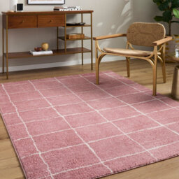 Livabliss Fossay Shaggy-Washable Pink Ivory Modern High Pile Living Bedroom Rug 200 X 275 Cm Easy Care, Non Shedding - thumbnail 1