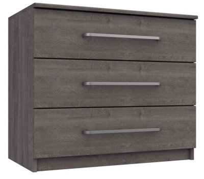 Rochester 3 Drawer Chest - Dark Grey Oak On Express Delivery And Ready Assembled