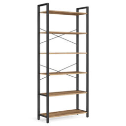 LEDREM 6-Tier Tall Bookshelf, Large Bookcase, Steel Frame, Freestanding Shelf Unit For Living Room, Bedroom, Home Office - thumbnail 2