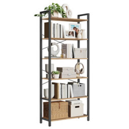 LEDREM 6-Tier Tall Bookshelf, Large Bookcase, Steel Frame, Freestanding Shelf Unit For Living Room, Bedroom, Home Office - thumbnail 3