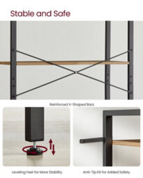 LEDREM 6-Tier Tall Bookshelf, Large Bookcase, Steel Frame, Freestanding Shelf Unit For Living Room, Bedroom, Home Office - thumbnail 6