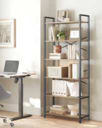 LEDREM 6-Tier Tall Bookshelf, Large Bookcase, Steel Frame, Freestanding Shelf Unit For Living Room, Bedroom, Home Office - thumbnail 5