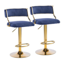 2Pcs Thick Corduroy Bar Stools Breakfast Kitchen Chair Swivel Bar Stool - thumbnail 1