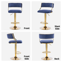 2Pcs Thick Corduroy Bar Stools Breakfast Kitchen Chair Swivel Bar Stool - thumbnail 3