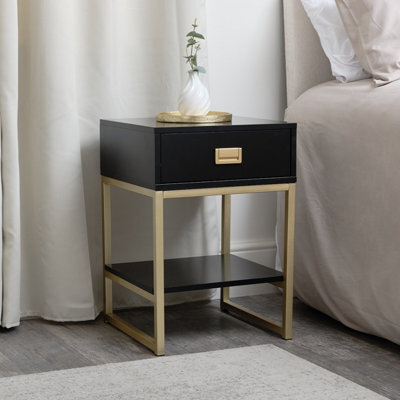 Melody Maison One Drawer Bedside Table - Elle Black Range - image 1