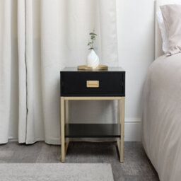 Melody Maison One Drawer Bedside Table - Elle Black Range - thumbnail 4