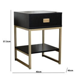 Melody Maison One Drawer Bedside Table - Elle Black Range - thumbnail 9