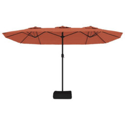 Berkfield Double-Head Garden Parasol With Leds Terracotta 449X245 Cm - thumbnail 5