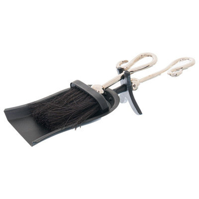Hill Interiors Chrome Crook Handle Hearth Tidy Silver/black (9Cm X 14Cm X 38Cm) - image 1
