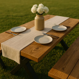 Nook Outdoor Dining Table (120X88 Table Only) And Black Metal Cross Legs - thumbnail 2