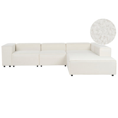 Beliani Modular Corner Sofa 4 Seater Ardal Boucle White Left Hand - image 1