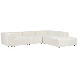 Beliani Modular Corner Sofa 4 Seater Ardal Boucle White Left Hand - thumbnail 4