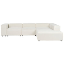 Beliani Modular Corner Sofa 4 Seater Ardal Boucle White Left Hand - thumbnail 5