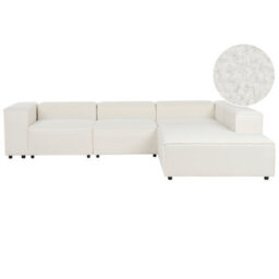 Beliani Modular Corner Sofa 4 Seater Ardal Boucle White Left Hand - thumbnail 1