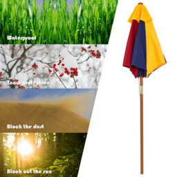 Costway 3 In 1 Wooden Kids Picnic Table Bench Children Outdoor Activity Desk W/ Umbrella - thumbnail 7