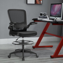 Costway High Back Mesh Drafting Chair Tall Office Chair Rolling Ergonomic Desk Chair - thumbnail 4